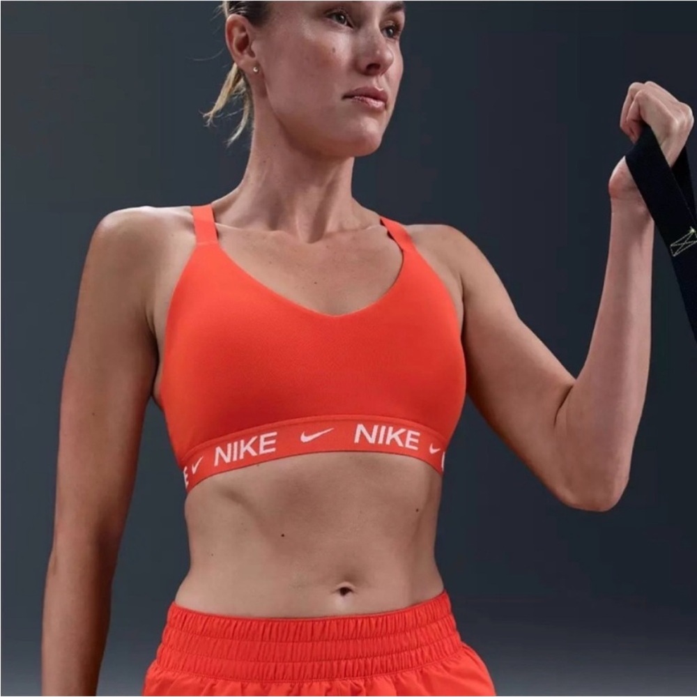 Nike Women Indy Med Light Support Padded Adjustable Sports Bra Picante Red